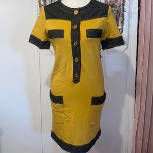 Marc Jacobs Istruzioni Sul Retro Dress Denim & Dark Yellow / Gold